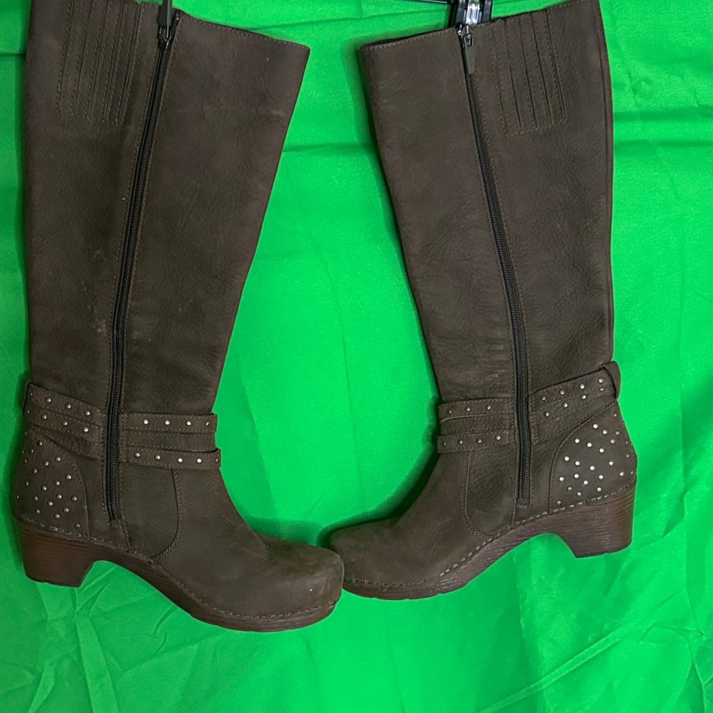 Dansko Dark Brown Heeled Boots with Studs